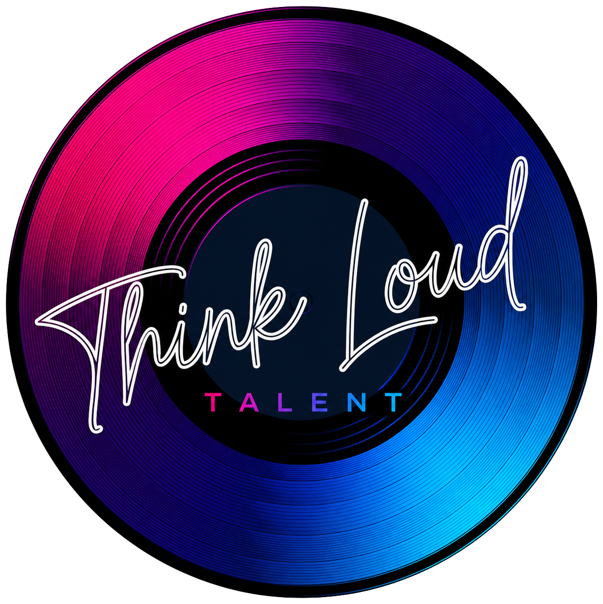 Think Loud Talent logo on a vinyl record